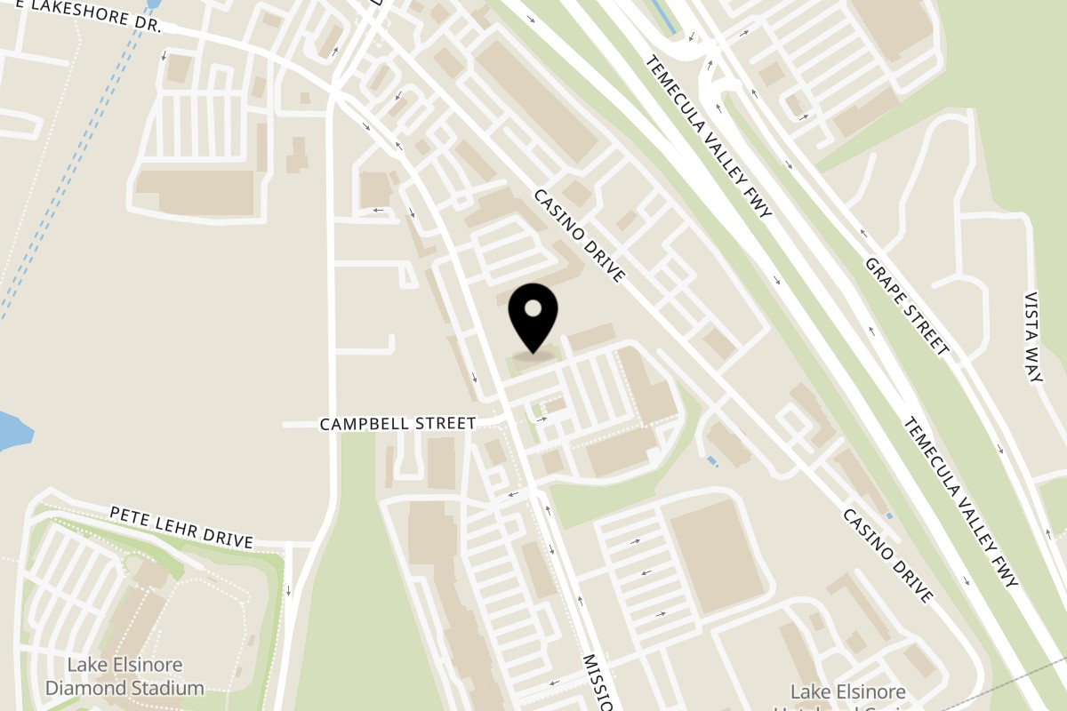 Map showing the location of El Burrito Taco Shop Lake Elsinore on 31900 Mission Trail in Lake Elsinore